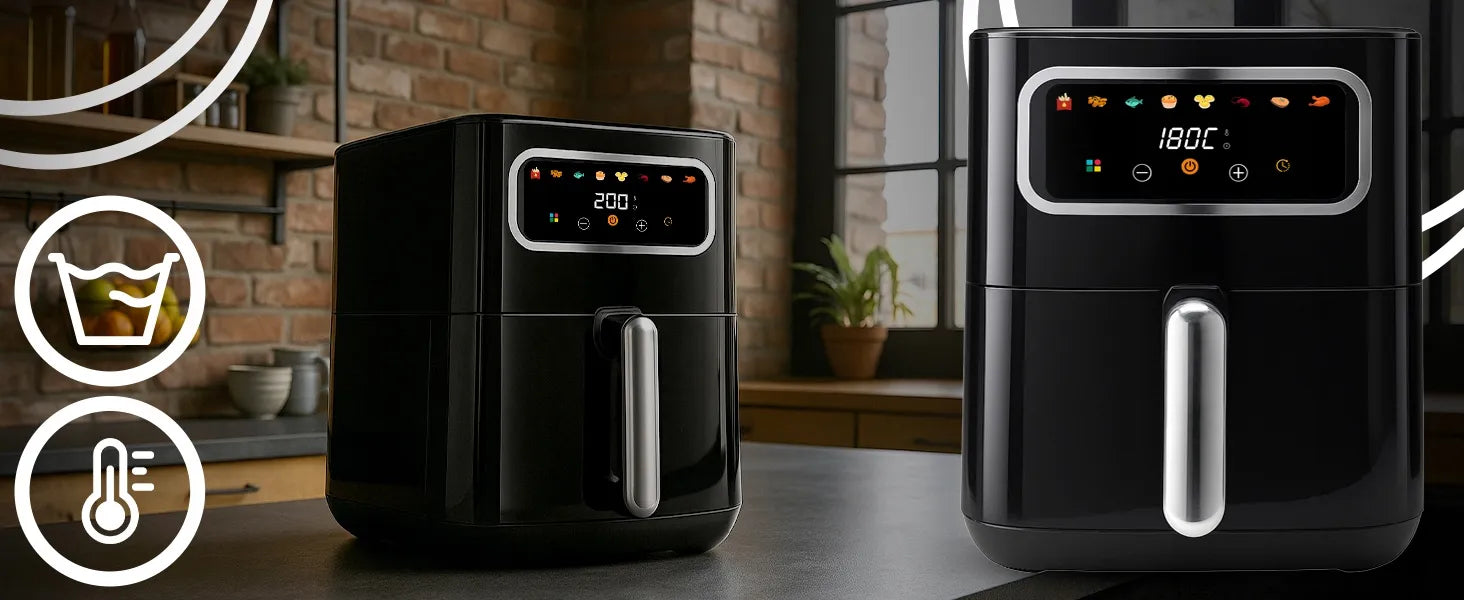 RETOO gruzdintuvė be aliejaus „Air Fryer“, 1450 W, 5,5 l dubuo, 8 programos
