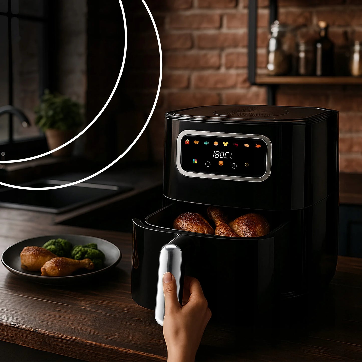 RETOO gruzdintuvė be aliejaus „Air Fryer“, 1450 W, 5,5 l dubuo, 8 programos
