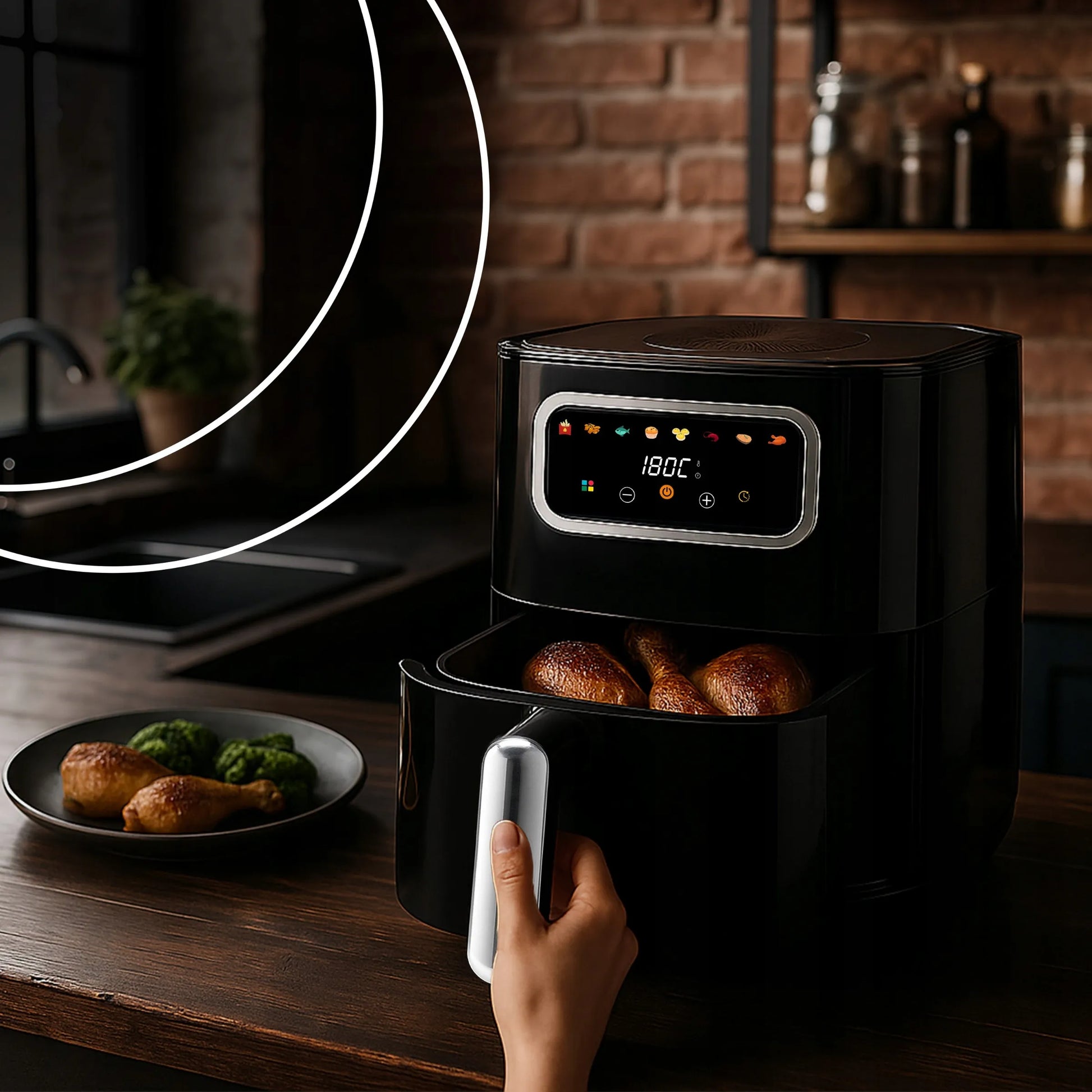 RETOO gruzdintuvė be aliejaus „Air Fryer“, 1450 W, 5,5 l dubuo, 8 programos