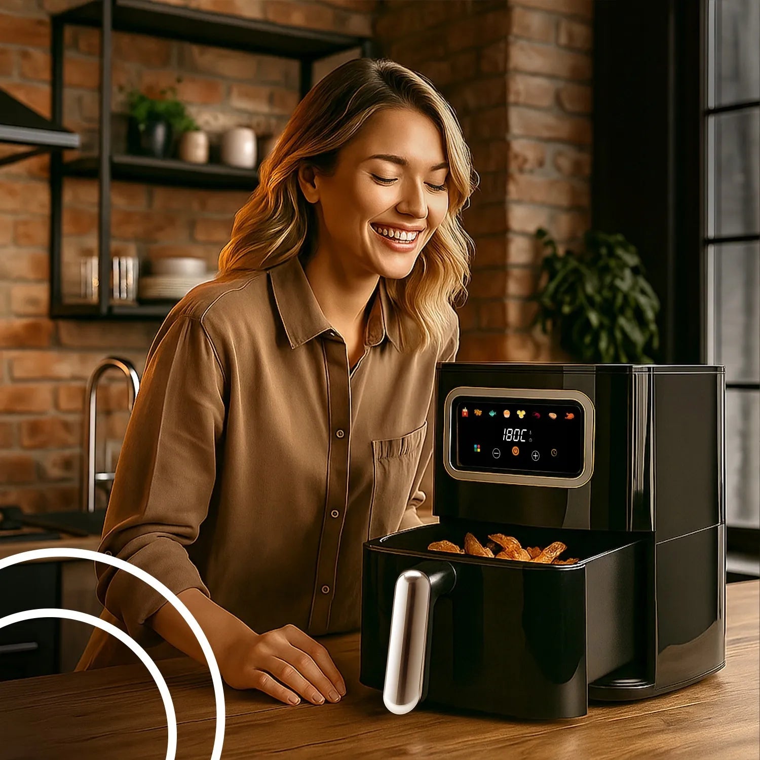 RETOO gruzdintuvė be aliejaus „Air Fryer“, 1450 W, 5,5 l dubuo, 8 programos