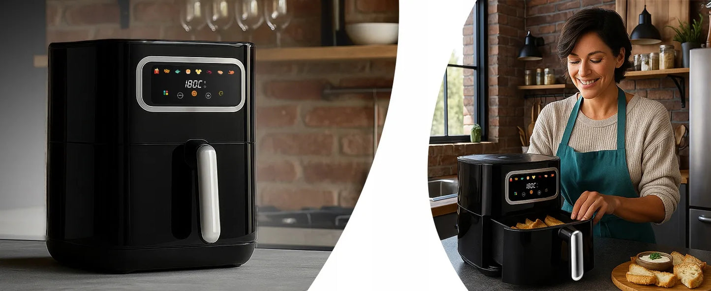 RETOO gruzdintuvė be aliejaus „Air Fryer“, 1450 W, 5,5 l dubuo, 8 programos