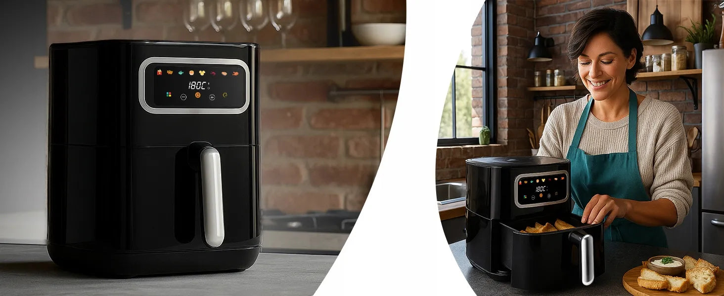 RETOO gruzdintuvė be aliejaus „Air Fryer“, 1450 W, 5,5 l dubuo, 8 programos