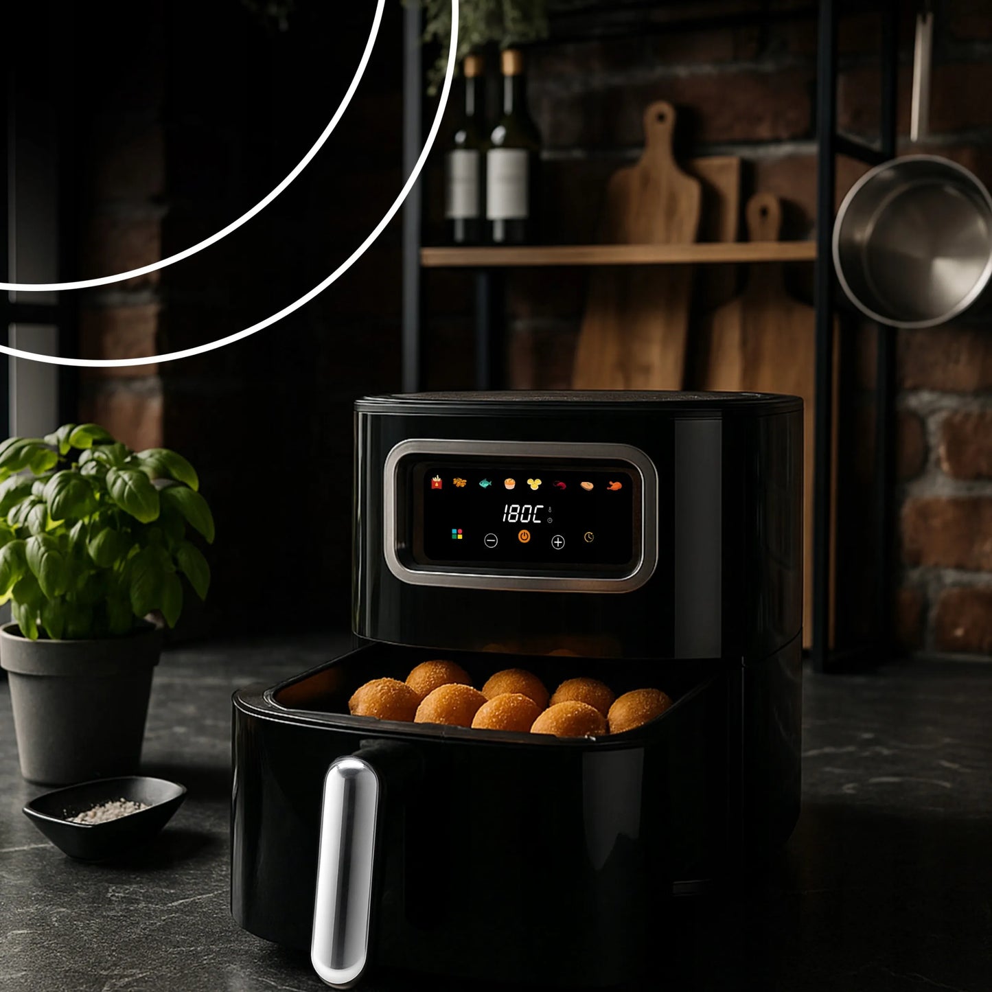 RETOO gruzdintuvė be aliejaus „Air Fryer“, 1450 W, 5,5 l dubuo, 8 programos