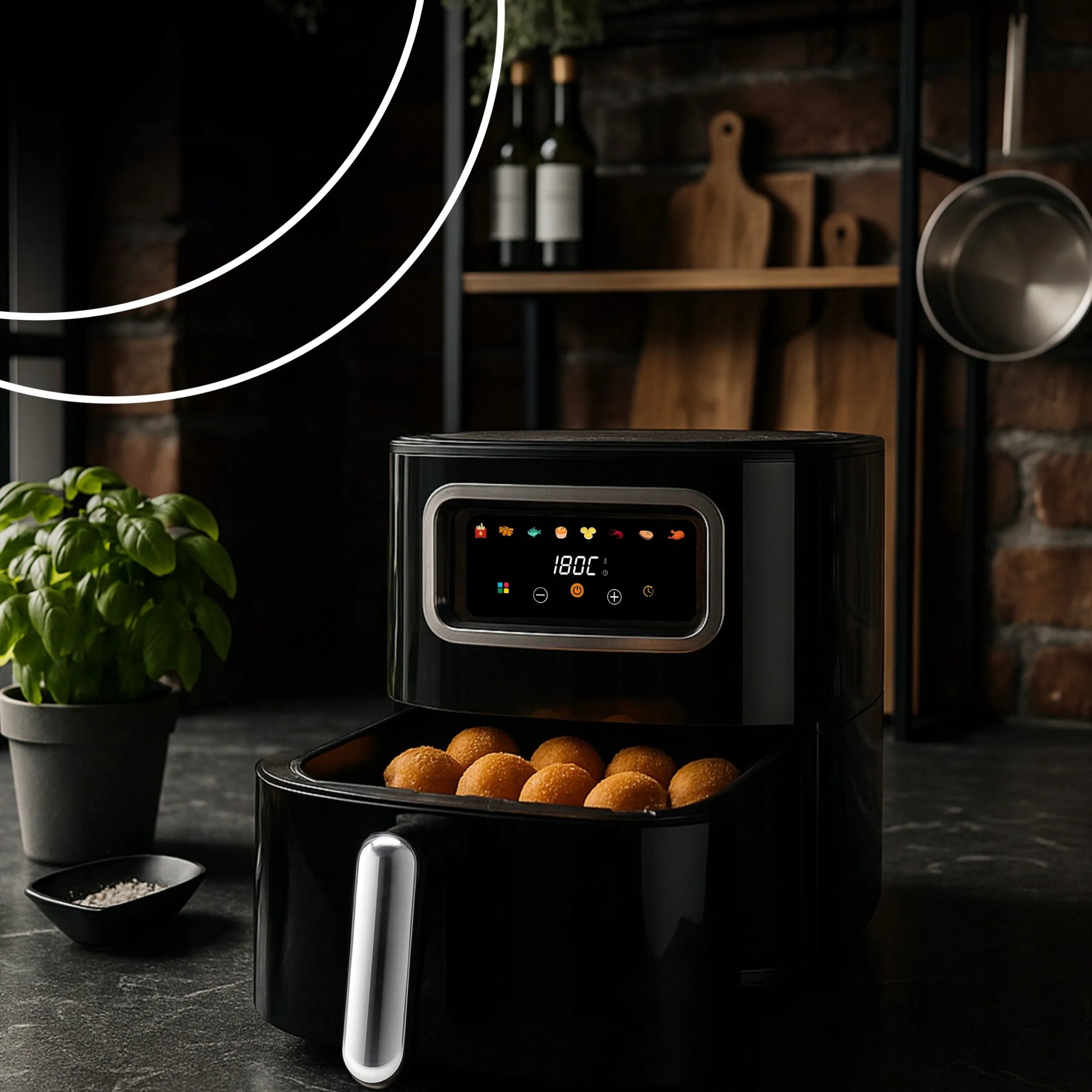 RETOO gruzdintuvė be aliejaus „Air Fryer“, 1450 W, 5,5 l dubuo, 8 programos