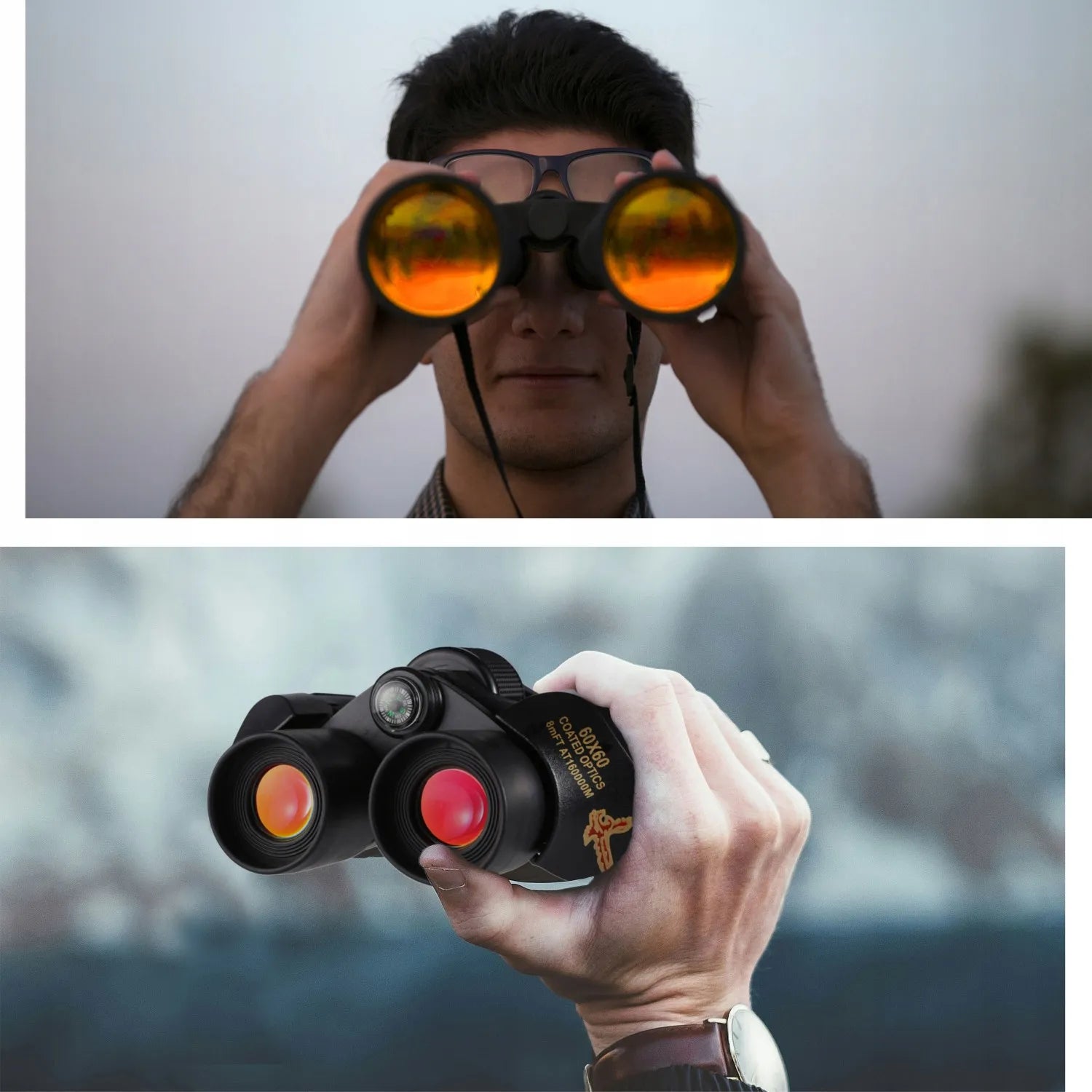 RETOO karinis žiūronas 60x60 medžioklei, HD optika, atsparus vandeniui