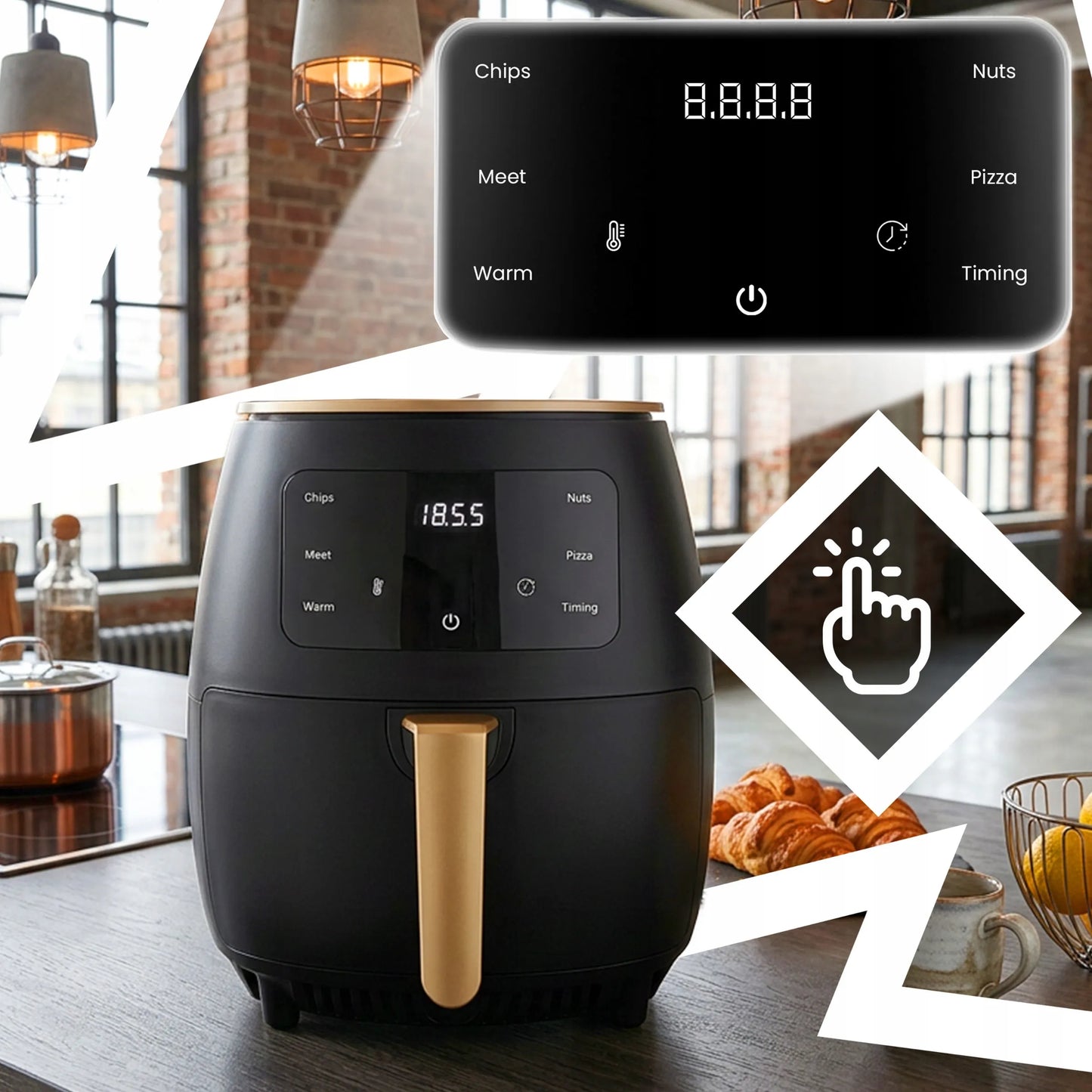 RETOO oro gruzdintuvė 2400W galinga Air Fryer 6L orkaitė