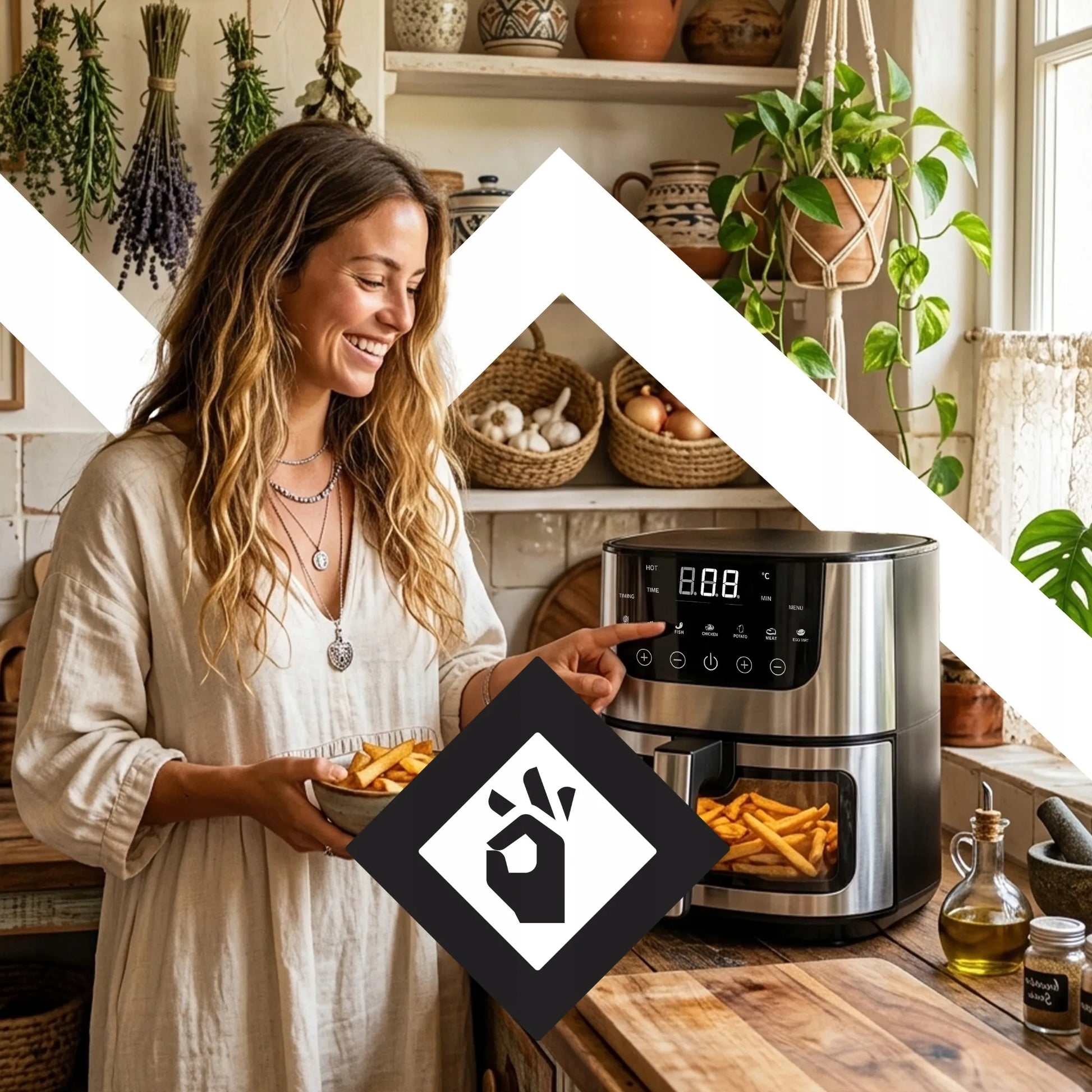 RETOO R-OR1353 7L 1500W beztukė gruzdintuvė (Air Fryer) su 7 gaminimo režimais