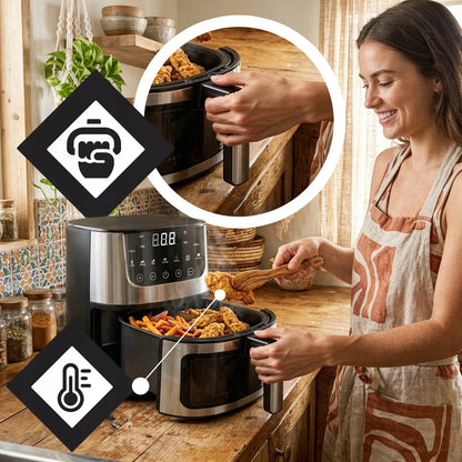 RETOO R-OR1353 7L 1500W beztukė gruzdintuvė (Air Fryer) su 7 gaminimo režimais