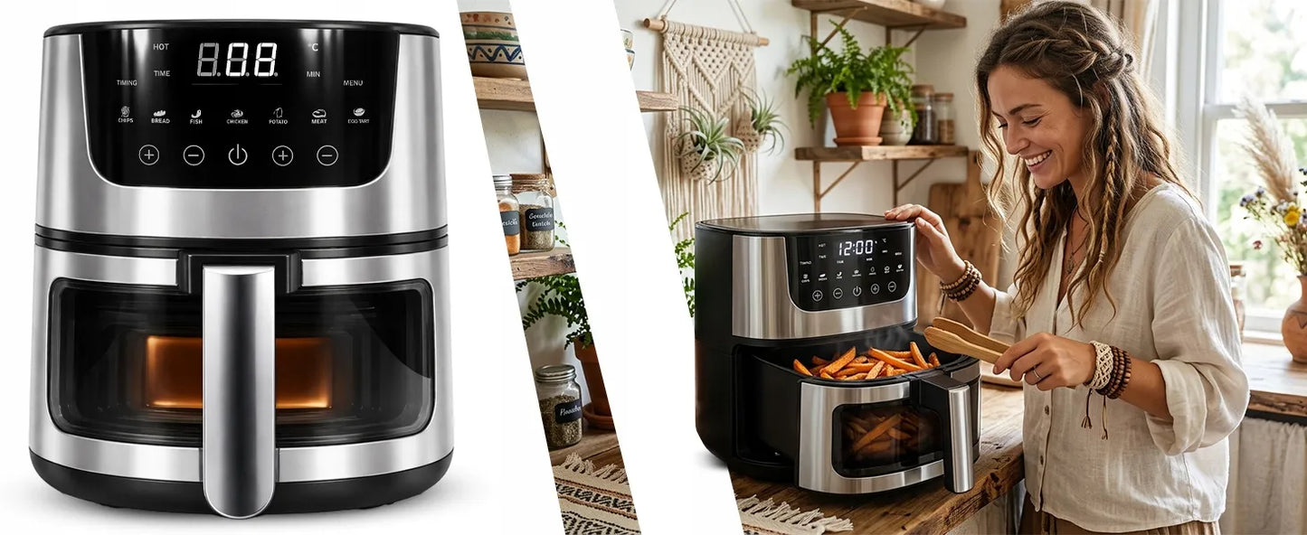 RETOO R-OR1353 7L 1500W beztukė gruzdintuvė (Air Fryer) su 7 gaminimo režimais