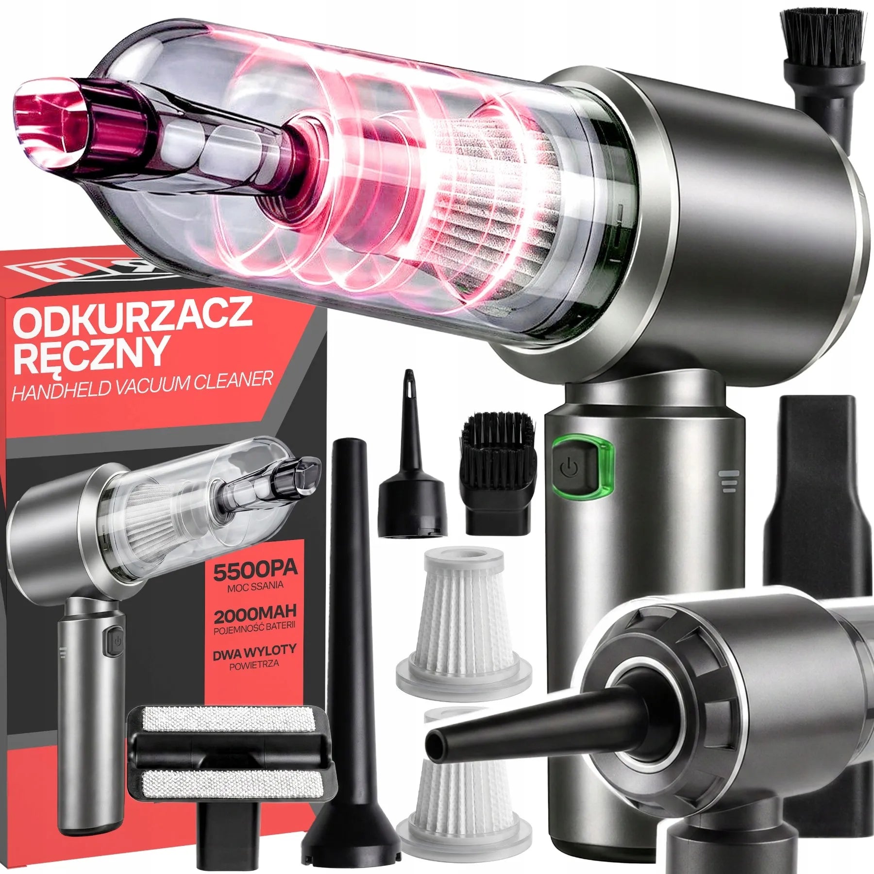 RETOO rankinis belaidis automobilinis dulkių siurblys, 3-in-1, 120 W