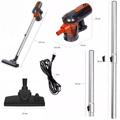 RETOO vertikalus rankinis cikloninis dulkių siurblys be maišelio, 650W, 5 viename, 5m
