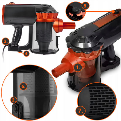 RETOO vertikalus rankinis cikloninis dulkių siurblys be maišelio, 650W, 5 viename, 5m