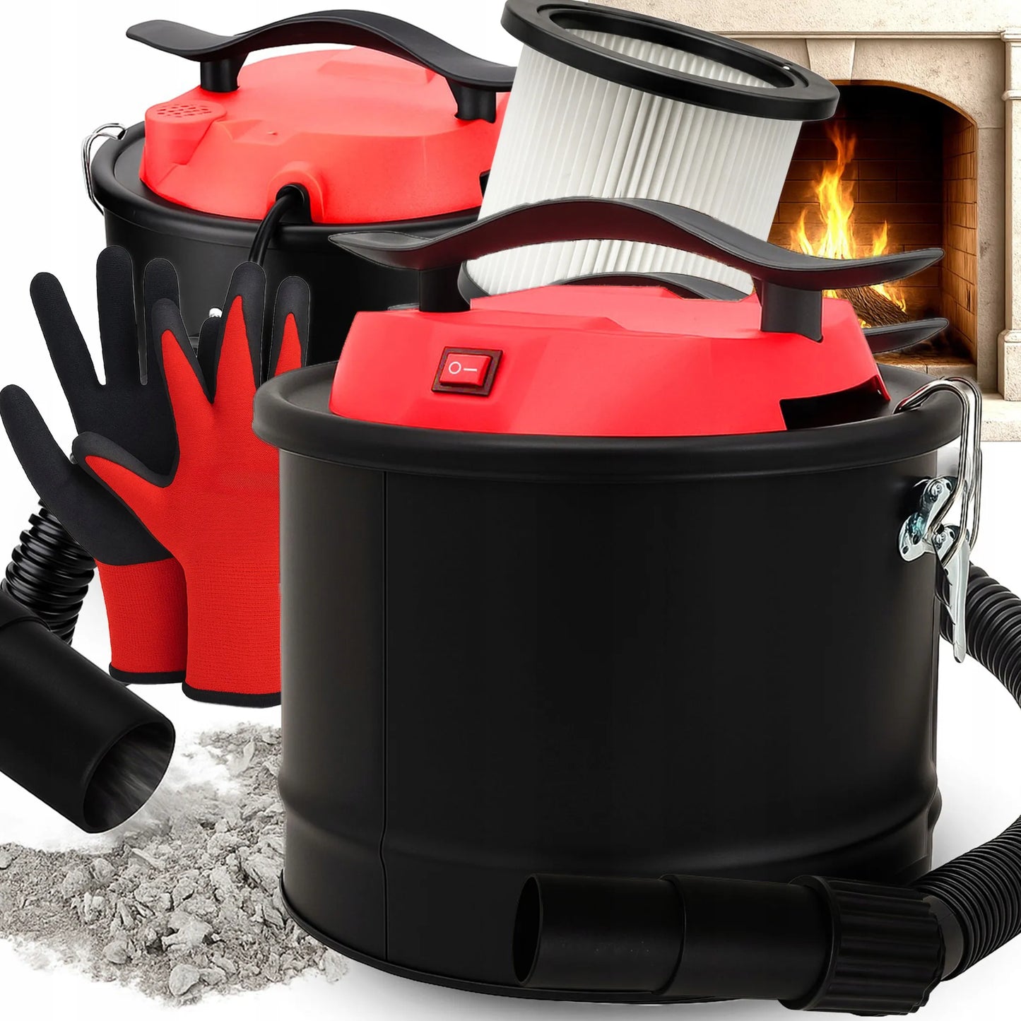 RETOO židinio dulkių siurblys pelenams 10L + filtras ir pirštinės