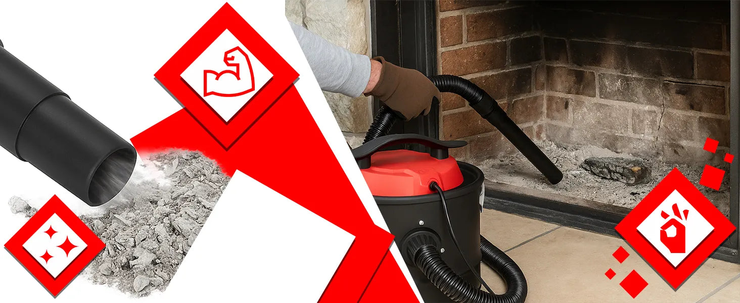 RETOO židinio dulkių siurblys pelenams 10L + filtras ir pirštinės