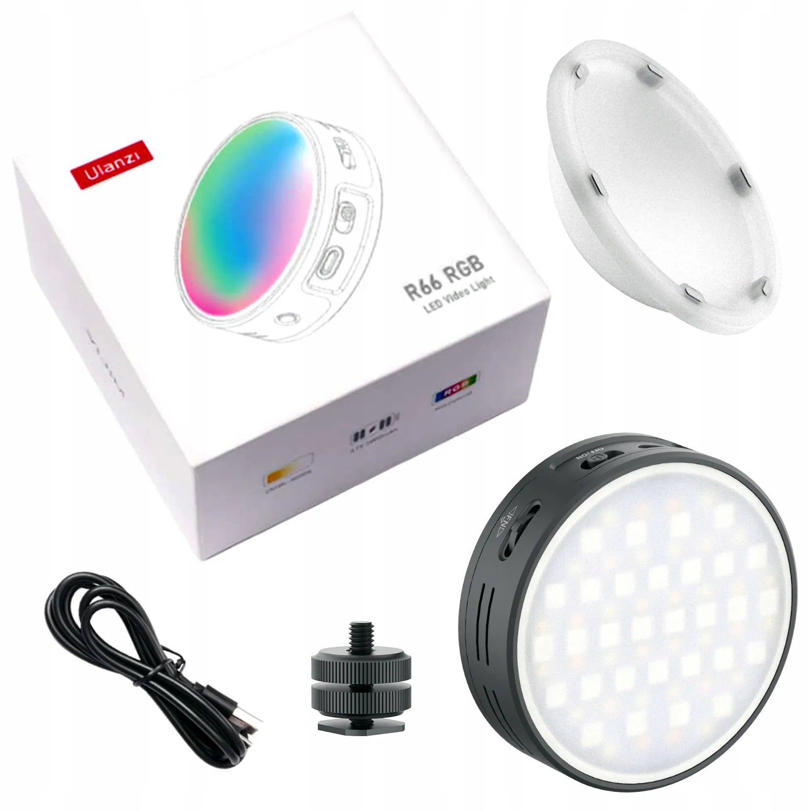 RGB LED lempa Ulanzi R66 CRI95+ 2000mAh akumuliatorius