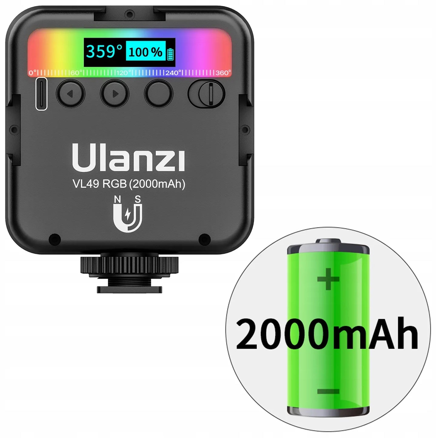 RGB LED nuolatinio apšvietimo lempa 2000mAh vlogams ir fotografijai