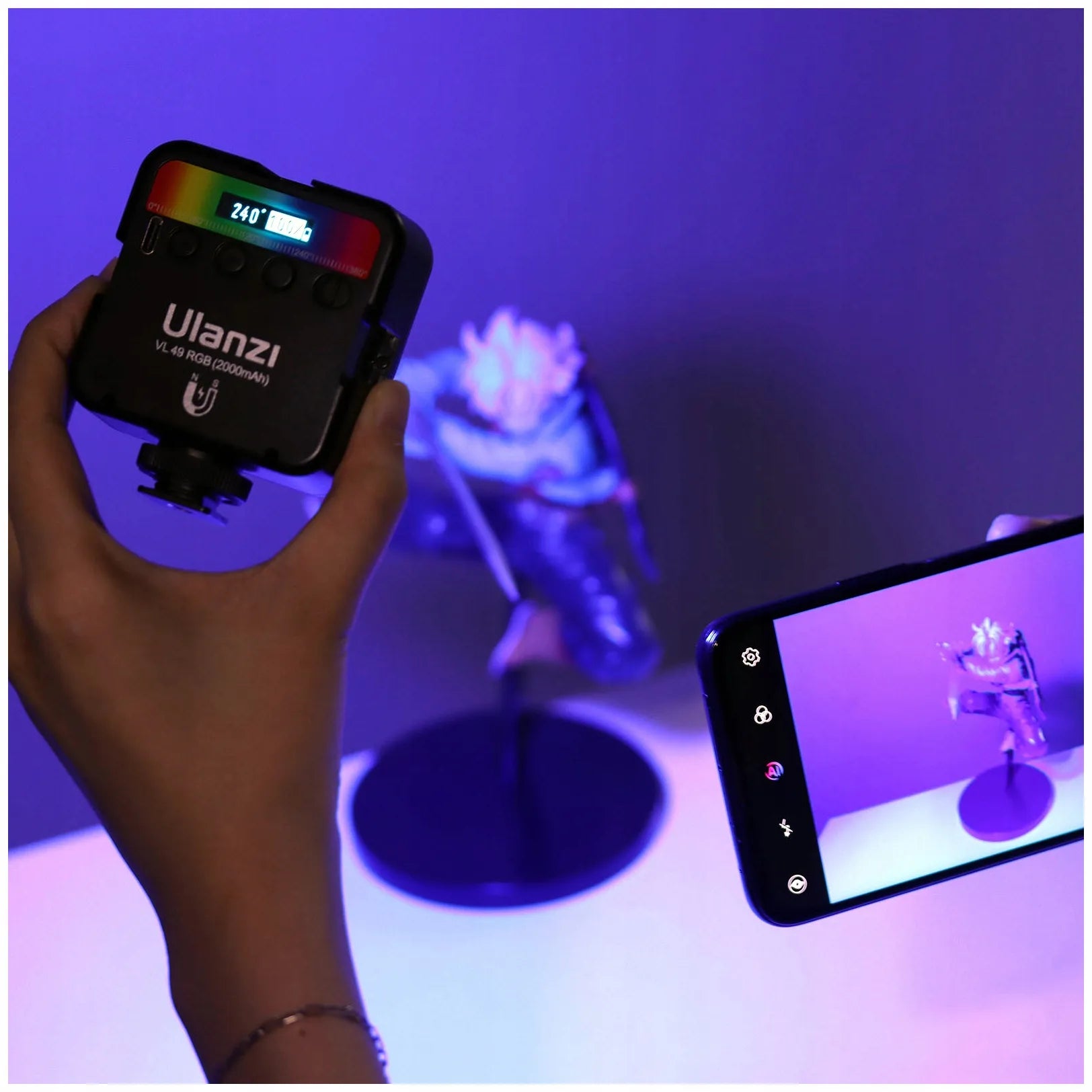 RGB LED nuolatinio apšvietimo lempa 2000mAh vlogams ir fotografijai