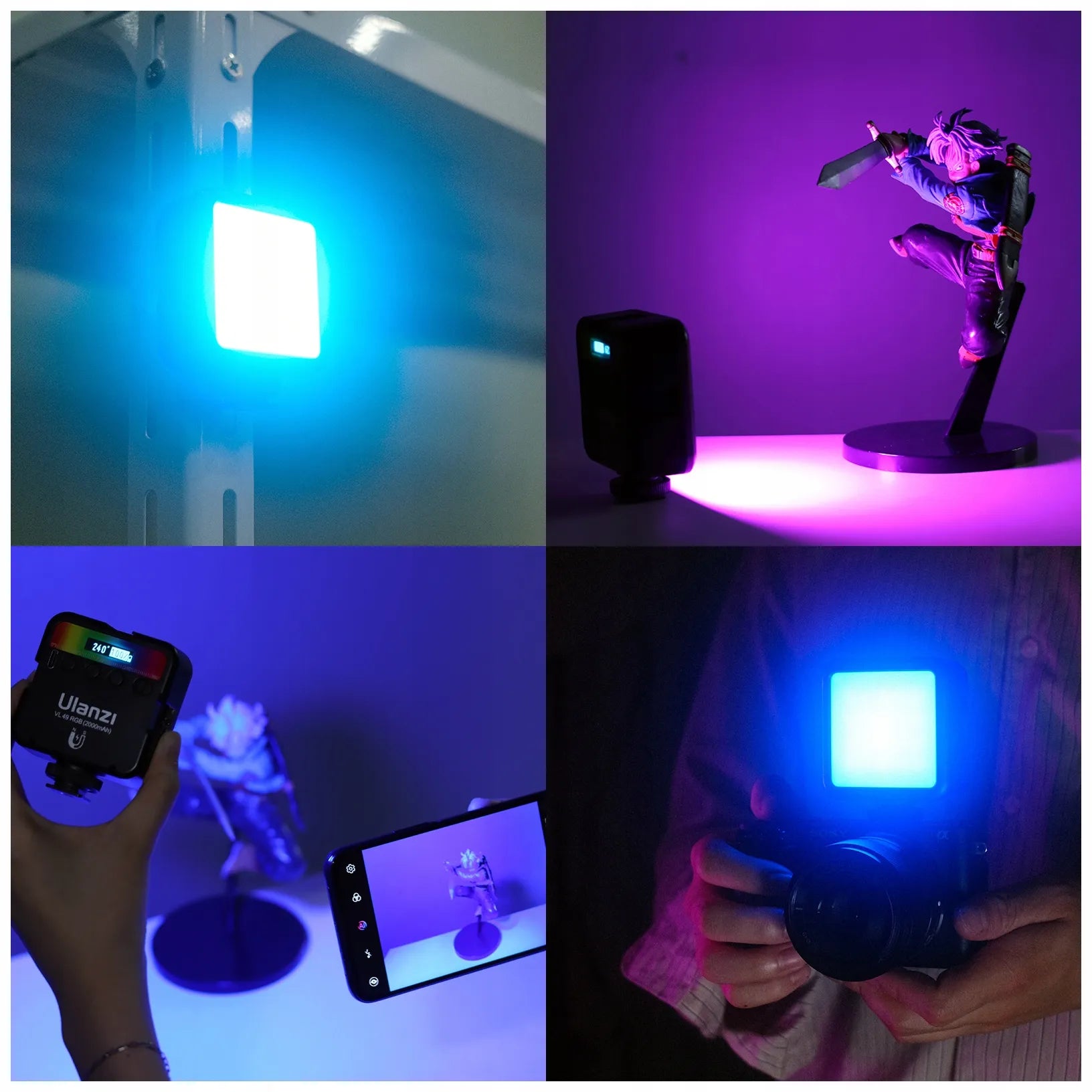 RGB LED nuolatinio apšvietimo lempa 2000mAh vlogams ir fotografijai