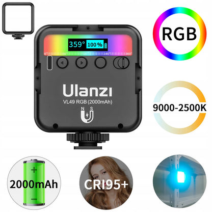 RGB LED nuolatinio apšvietimo lempa 2000mAh vlogams ir fotografijai