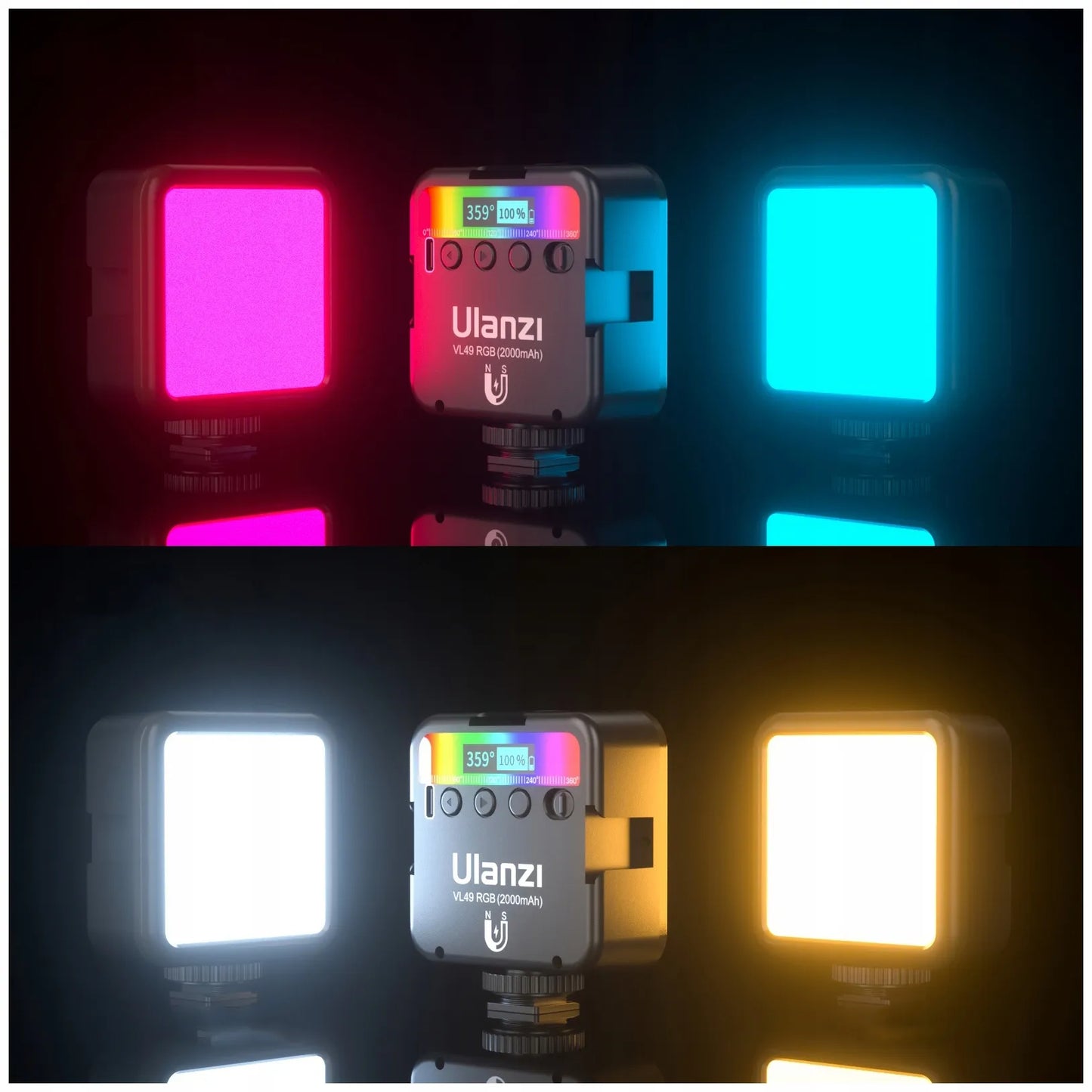 RGB LED nuolatinio apšvietimo lempa 2000mAh vlogams ir fotografijai
