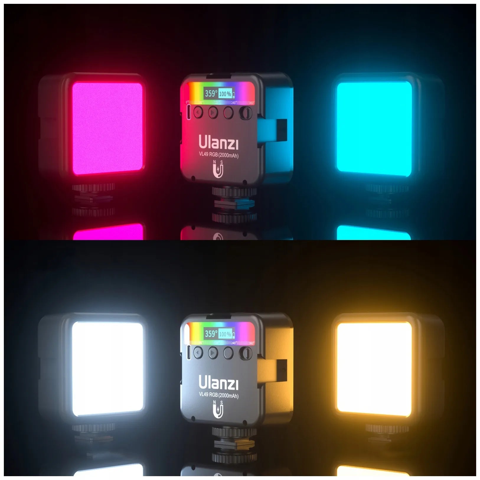 RGB LED nuolatinio apšvietimo lempa 2000mAh vlogams ir fotografijai