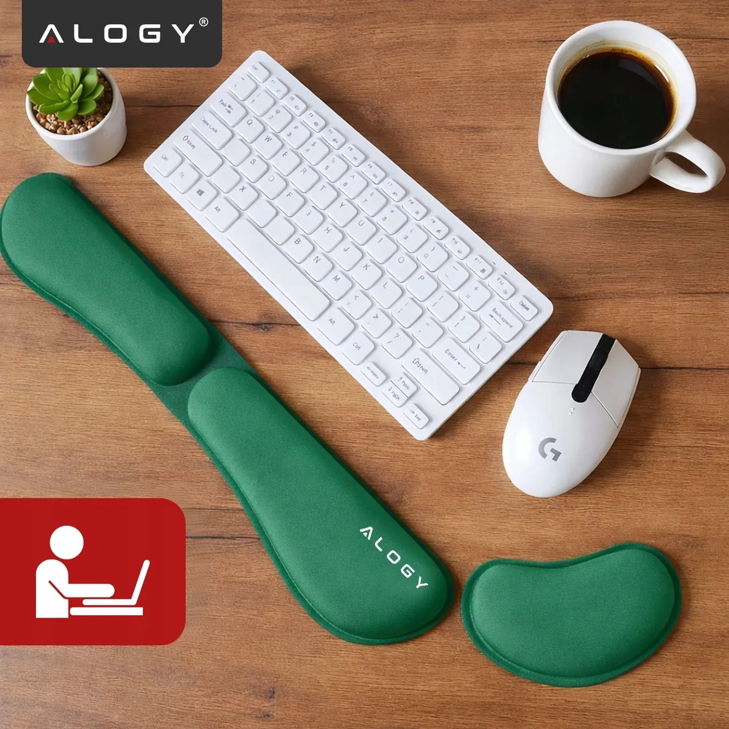 Riešo atramos klaviatūrai ir pelei Alogy Memory Foam stalui