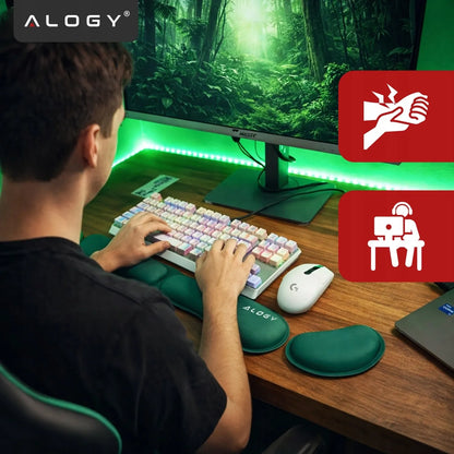 Riešo atramos klaviatūrai ir pelei Alogy Memory Foam stalui