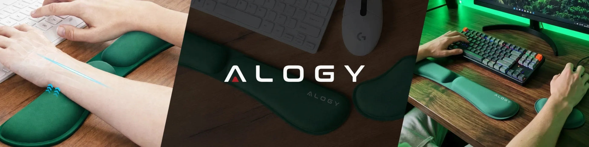 Riešo atramos klaviatūrai ir pelei Alogy Memory Foam stalui