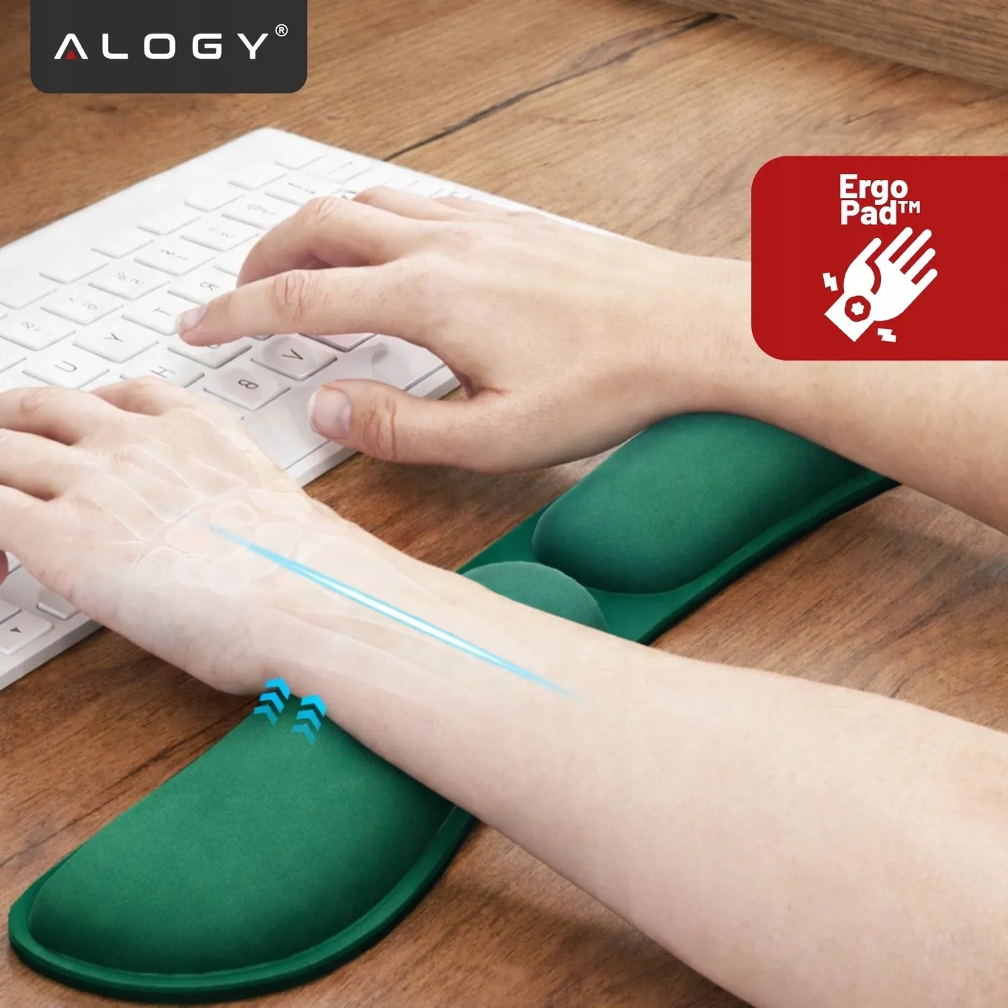 Riešo atramos klaviatūrai ir pelei Alogy Memory Foam stalui