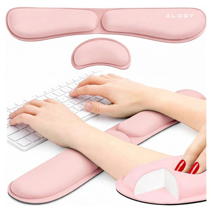 Riešo atramos klaviatūrai ir pelei, „Memory Foam“ putos, stalui, rožinė