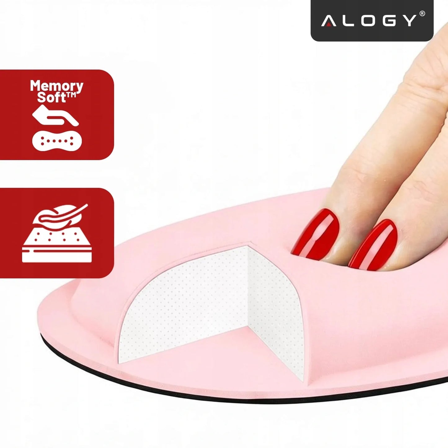 Riešo atramos klaviatūrai ir pelei, „Memory Foam“ putos, stalui, rožinė