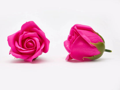 Rožinės muilo rožės 50 vnt. galvutės gėlės „flower box“ dėžutėms