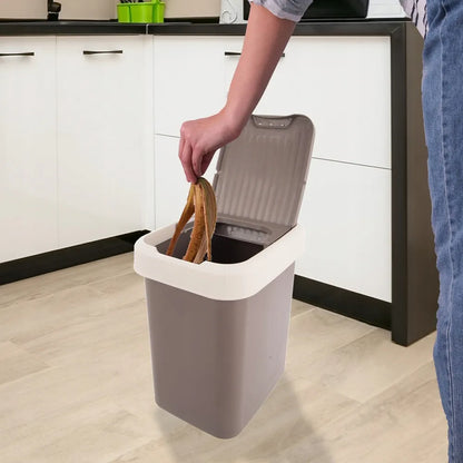 Ruda plastikinė šiukšliadėžė su atverčiamu dangčiu, 12 l