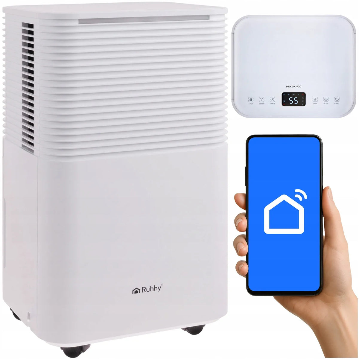 Ruhhy Dryzix 500 Wi-Fi oro sausintuvas, 12 l/24 val., higrostatas, laikmatis, tylus