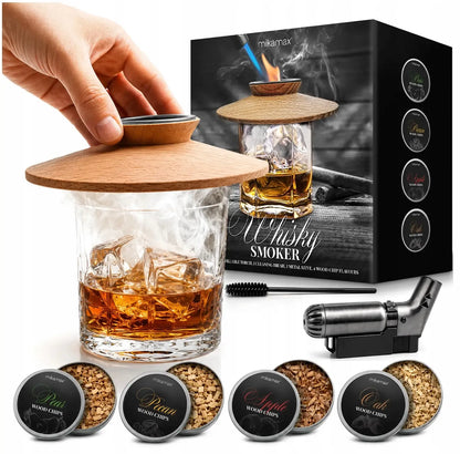 RŪKYMO RINKINYS WHISKY SMOKER + MEDIENOS DROŽLĖS - DOVANA VAIKINUI, VYrui