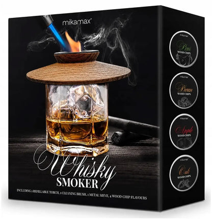 RŪKYMO RINKINYS WHISKY SMOKER + MEDIENOS DROŽLĖS - DOVANA VAIKINUI, VYrui