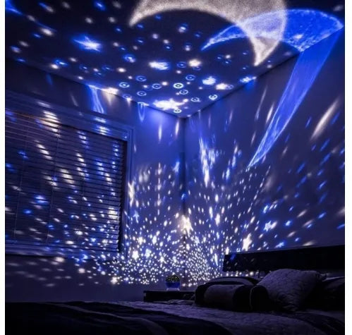 SATIS LED žvaigždžių projektorius – besisukanti naktinė lemputė vaikams, kosmoso motyvas, USB