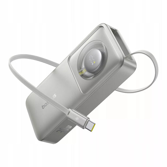 Saugus „BASEUS“ išorinis akumuliatorius 10000 mAh 30 W, USB-C su integruotu 70 cm ilgio USB-C laidu