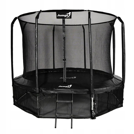 Saugus batutas Jumpi Maxy Comfort 12FT 374cm su apsauginiu tinklu, kopėčiomis ir priedų rinkiniu