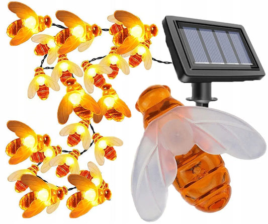 Saulės energija maitinama girlianda bitės 20 LED, kabinama sodo, terasos dekoracija, POLIFACH P-724