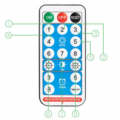Saulės energija maitinama sodo girlianda 22 LED balkonui terasai 15m SU PULTELIU