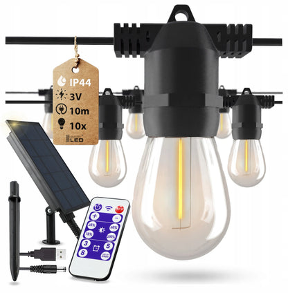 Saulės energija maitinama sodo girlianda Smartled, 10m, 10x LED E27 lemputės + pultelis