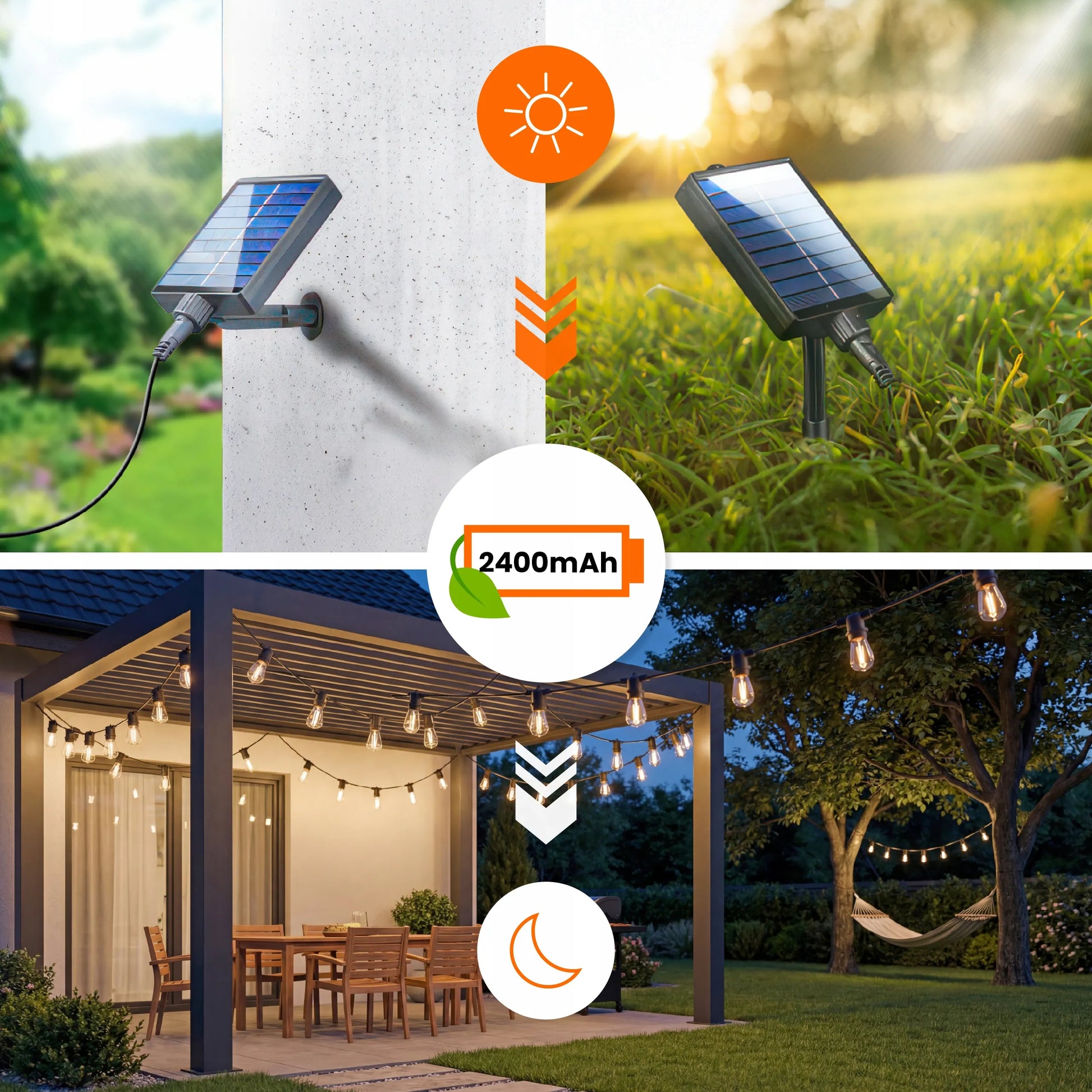 Saulės energija maitinama sodo girlianda Smartled, 10m, 10x LED E27 lemputės + pultelis
