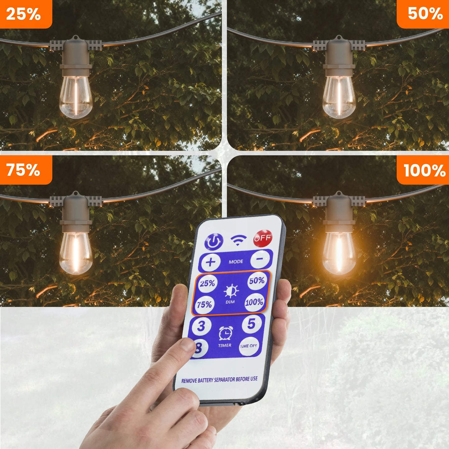 Saulės energija maitinama sodo girlianda Smartled, 10m, 10x LED E27 lemputės + pultelis