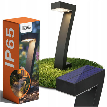 Saulės energija maitinamas LED sodo šviestuvas IP65 įsmeigiamas stulpelis juodas su prieblandos jutikliu