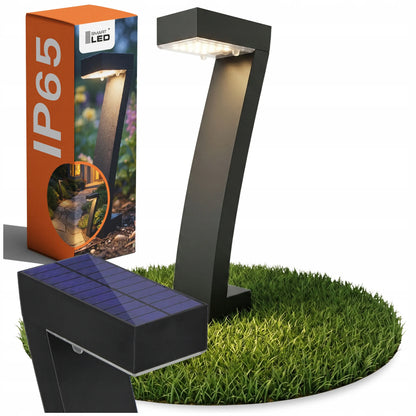 Saulės energija maitinamas LED sodo šviestuvas IP65 įsmeigiamas stulpelis juodas su prieblandos jutikliu