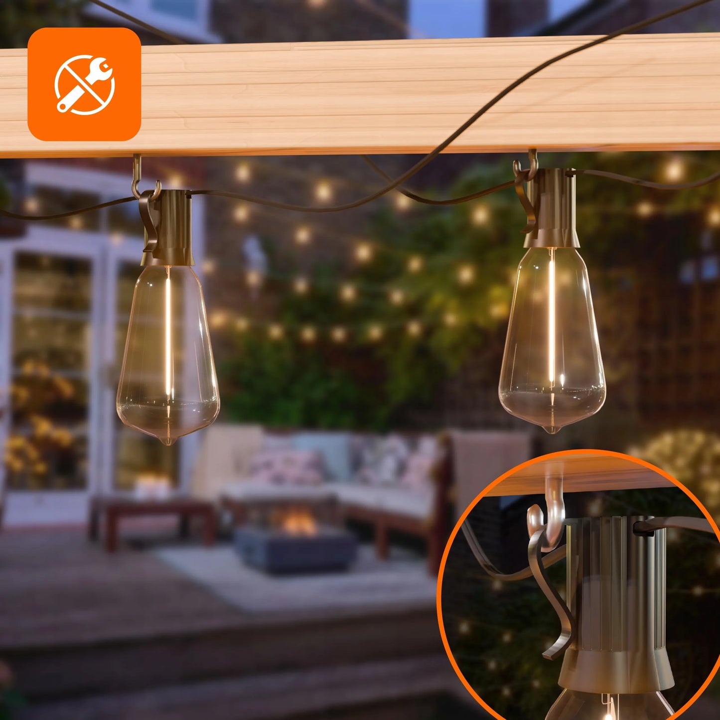 Saulės energija varoma sodo girlianda Smartled LED 10m 10x E12 lemputės + nuotolinio valdymo pultas