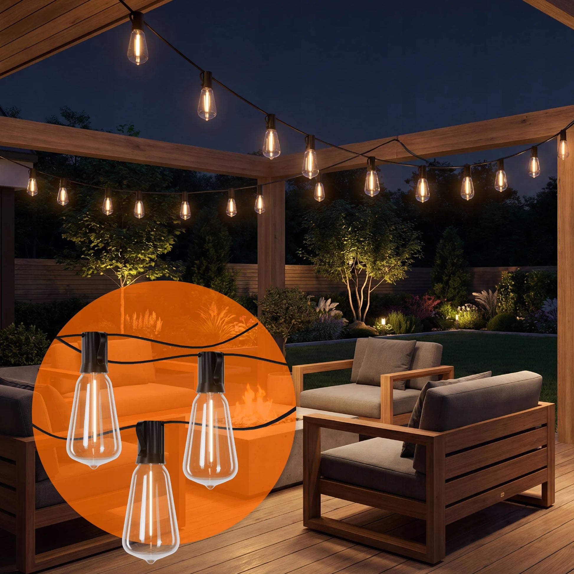 Saulės energija varoma sodo girlianda Smartled LED 10m 10x E12 lemputės + nuotolinio valdymo pultas