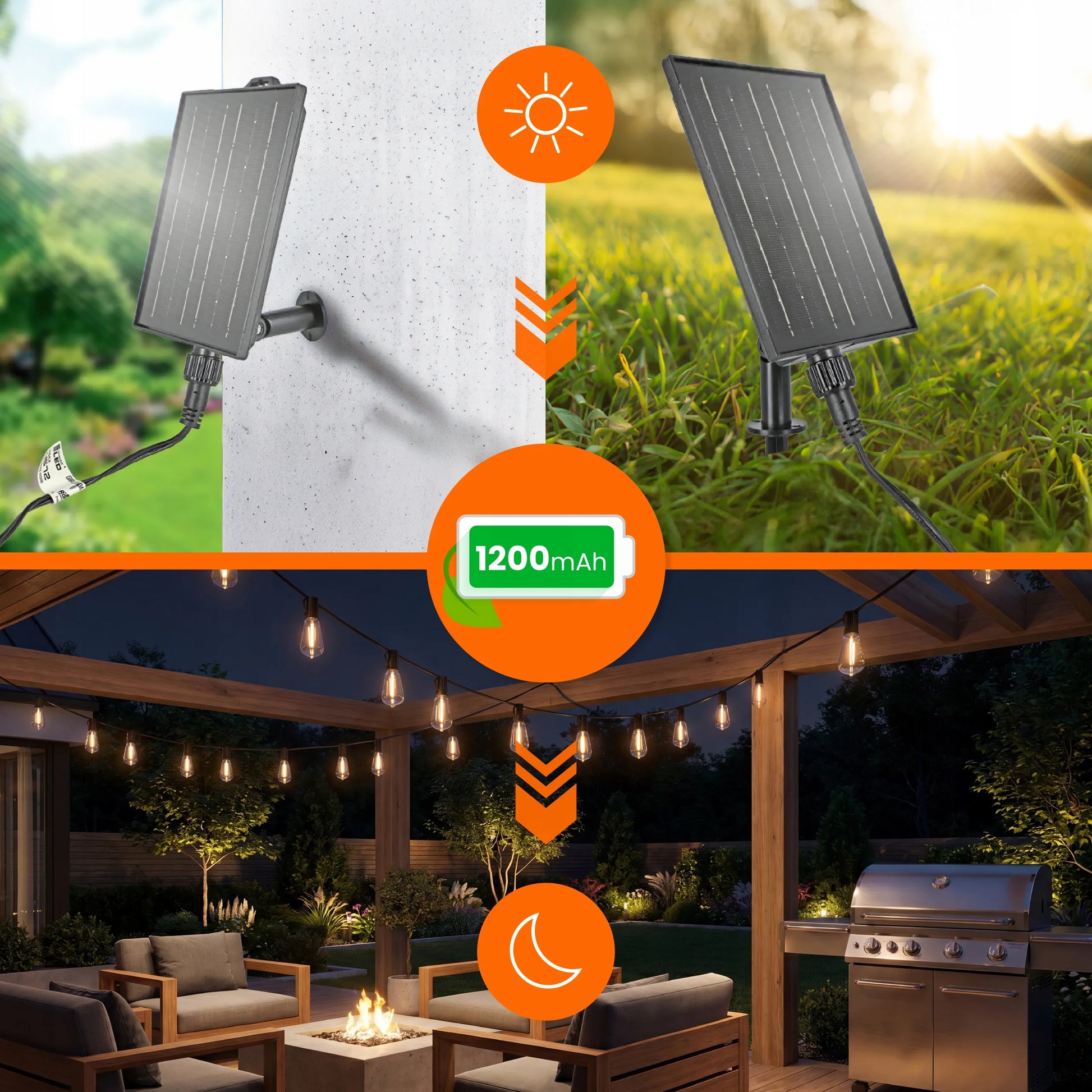 Saulės energija varoma sodo girlianda Smartled LED 10m 10x E12 lemputės + nuotolinio valdymo pultas