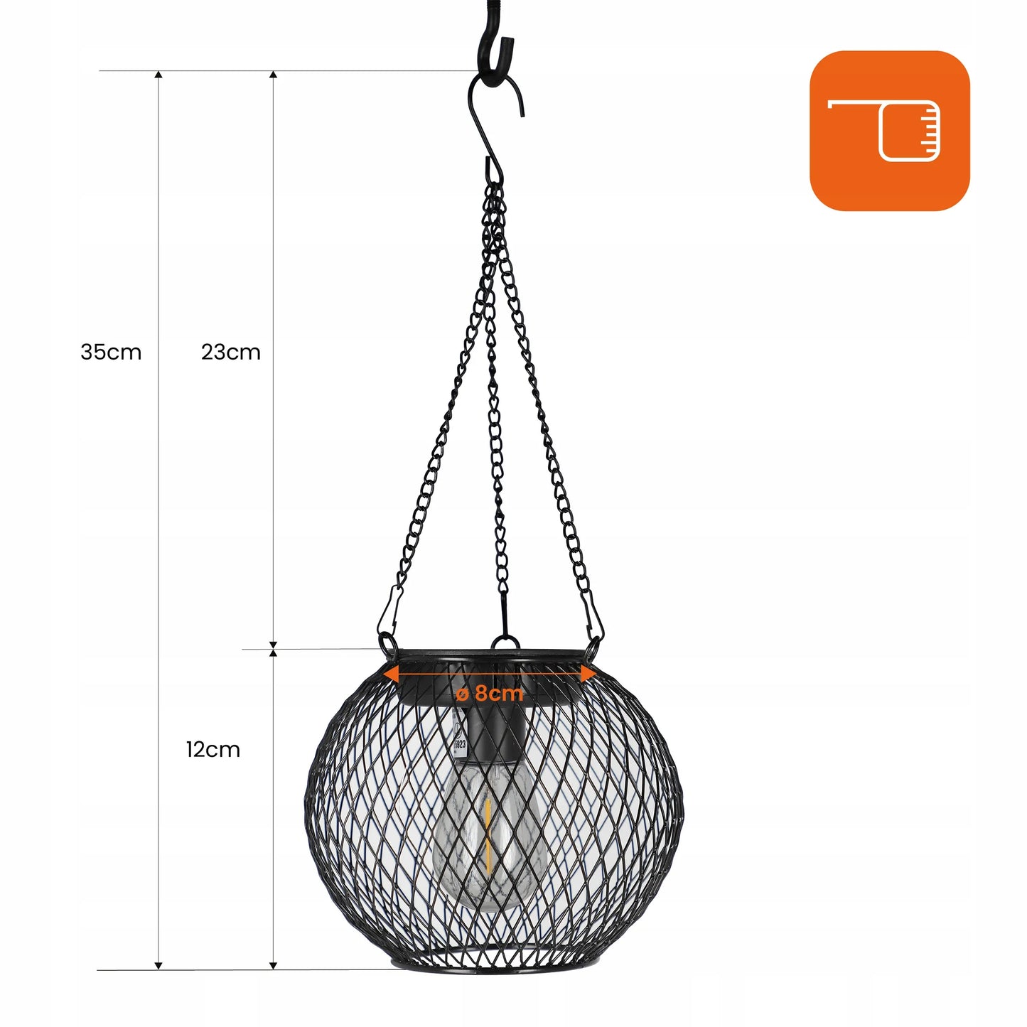 Saulės energija veikiantis LED šviestuvas IP44 sodo rutulys pakabinamas terasos žibintas